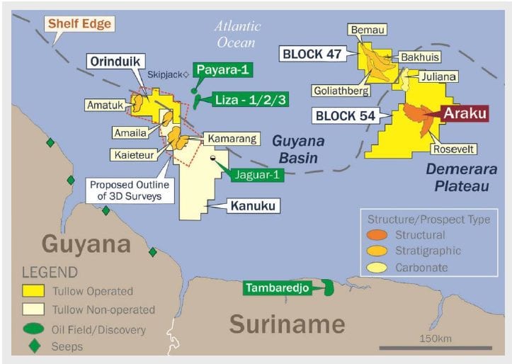 Tullow working up drilling prospects offshore Guyana, Uruguay