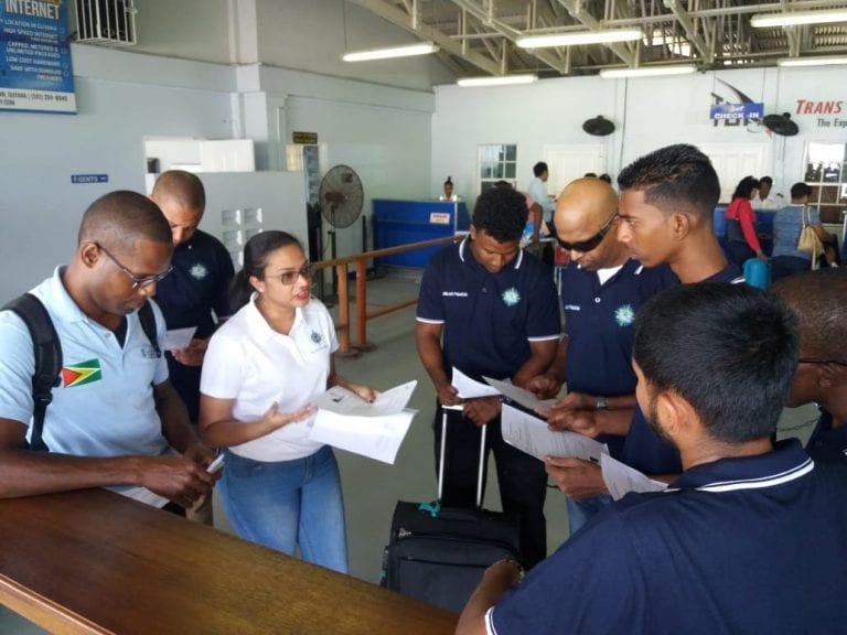 Ms Allan Heeralall Health and Safety Officer JSL International Guyana.   Address the Offshore team facilitating the first local Crew Change.
