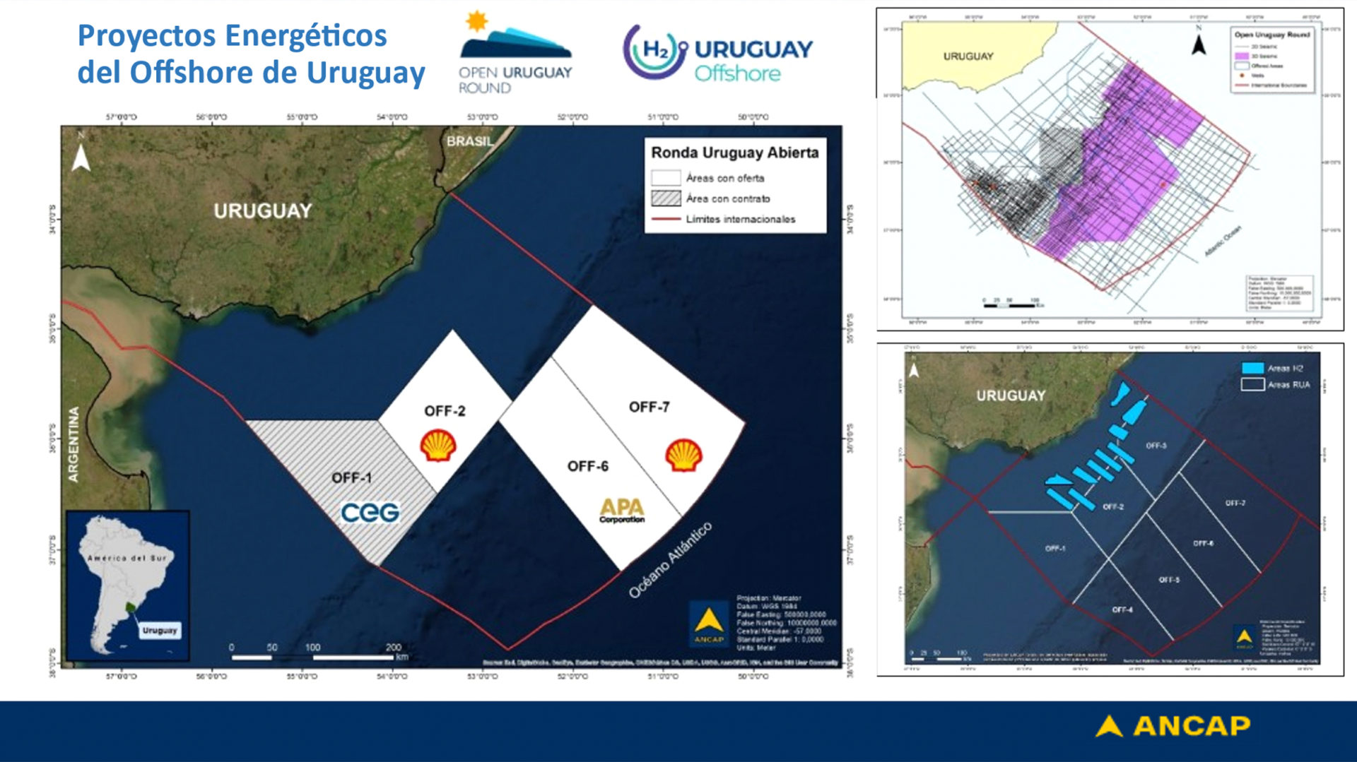 Exciting discoveries off Africa result in oil block awards to Shell, APA by UruguayBy OilNOW - June 24, 2022oilnow.gy/featured/exciting-discoveries-off-africa-result-in-oil-block-awards-to-shell-apa-by-uruguay/Map shows awarded blocks on Uruguay's continental shelf, from National Administration of Fuels, Alcohols and Portland (ANCAP)Uruguay announced on Thursday that it awarded three of six oil blocks on its continental shelf, through its state energy company, National Administration of Fuels, Alcohols and Portland (ANCAP).ANCAP said the winning bids for the blocks are:Block OFF-2: Shell, which got a better score than APA Group for an exploratory program that involves the evaluation of the geology of oil and prospective resources, investment in 3D, gravimetric and magnetometric modeling and information licensing.Block OFF-6: APA Corporation, which commits the drilling of an exploratory well in the initial four-year period, the evaluation of oil geology and prospective resources and the licensing of information.Block OFF-7: Shell, with an exploratory program that involves the evaluation of the geology of oil and prospective resources, investment in 3D, gravimetric and magnetometric modeling and information licensing.President of ANCAP, Alejandro Stipanicic said the awards are extremely important as they mark the return of leading companies in the industry to the country after a decade of it receiving no such proposals.ANCAP said, “The offers received were driven by discoveries in geologies analogous to those of the basins of Uruguay, on the West African coast and based on the prestige and reputation of the country in terms of its democratic, economic, and legal stability, as well as its demonstrated respect for the commitments assumed.”Shell and TotalEnergies had made breakthrough discoveries offshore Namibia, which Westwood Global Energy Group said suggest a play similar to the Guyana-Suriname basin.ANCAP also expects that the awards will facilitate the promotion of green hydrogen for export with approaches used by companies that develop strong investments around the world in oil & gas and renewable energies.ANCAP reminded that it had also awarded the block OFF-1 on May 25 to Challenger Energy. This contract was proposed by ANCAP based on the offer made by the company in the May 2020 bid round and includes commitments for the evaluation and geological and prospective resource modeling of the area, as well as the licensing and reprocessing of existing 2D seismic information.Uruguay’s neighbour to the West, Argentina, is also looking to unlock hydrocarbon resources offshore following Namibia’s discoveries. Equinor, Norway’s state energy producer, plans to drill the CAN-100 wildcat later this year.