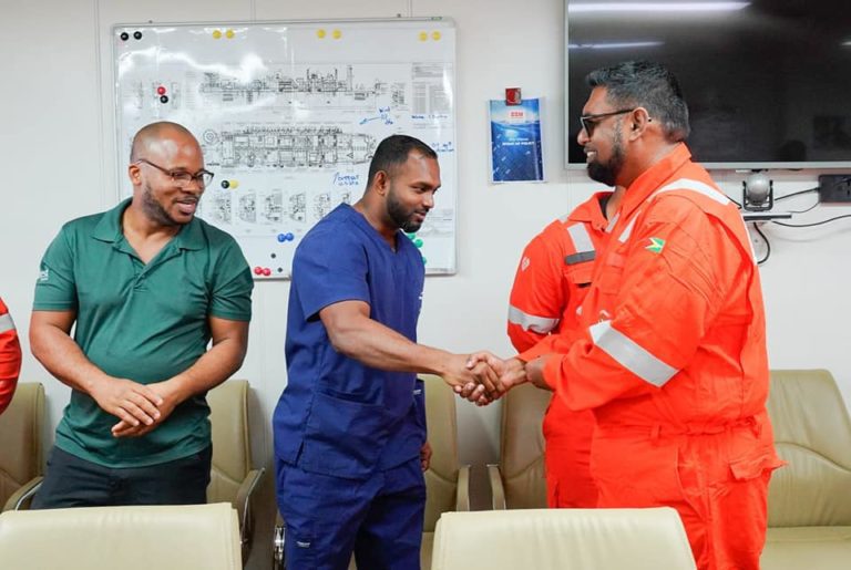 Guyanese “trailblazers” lauded by President onboard country’s largest capacity FPSO