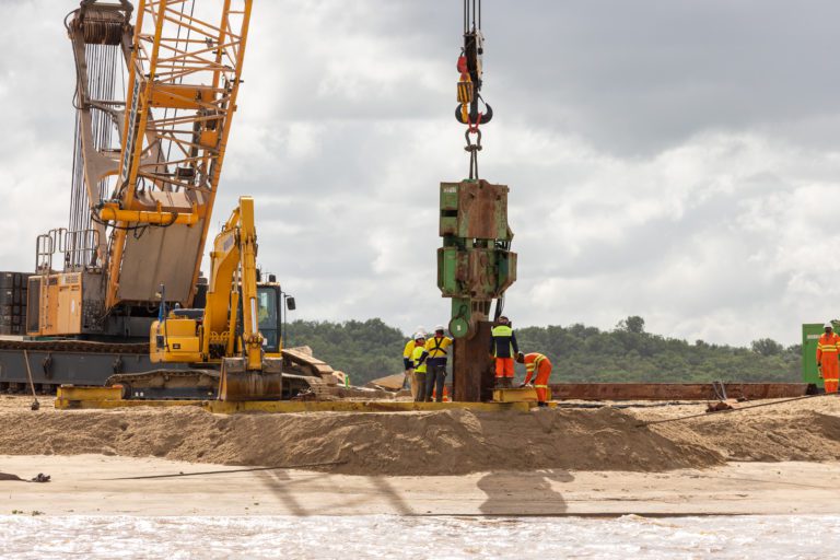Installation of structure for berthing ships begins at landmark Guyana port project