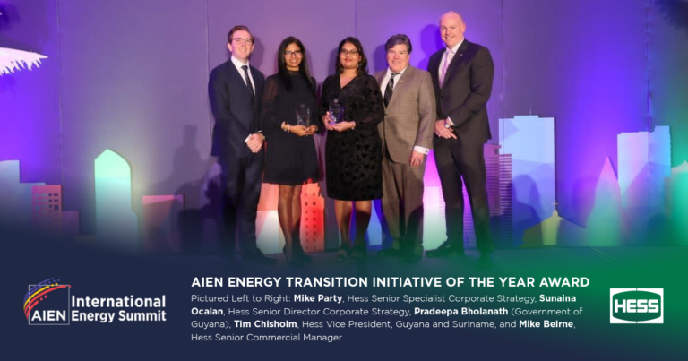 Hess, Guyana honoured for pioneering sustainable energy solutions at AIEN Awards