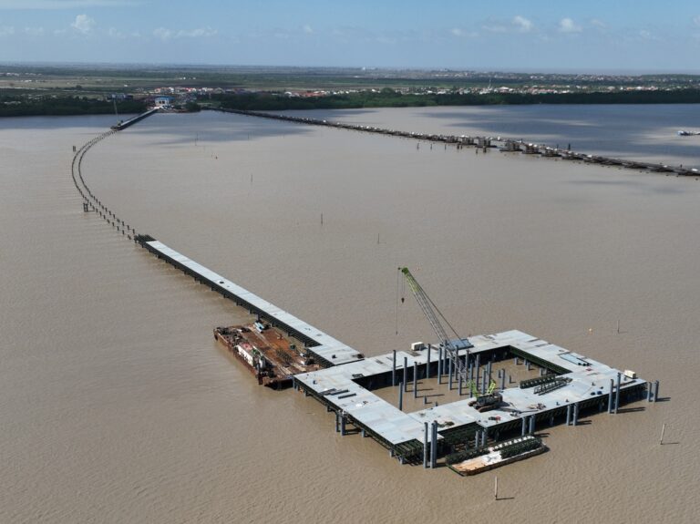 Works advance on structure for Guyana’s new Demerara River Bridge 